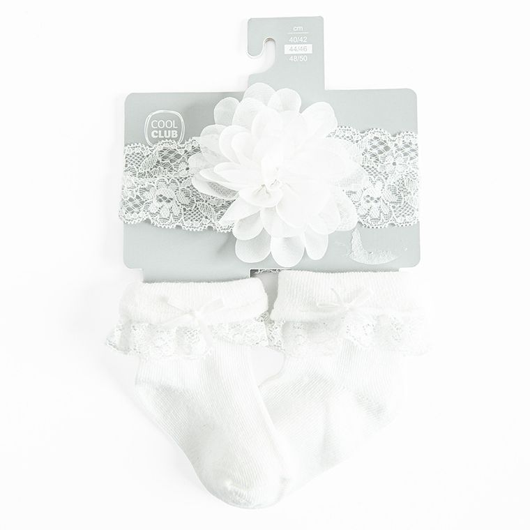 Cool Club, Set pentru fete, Bentita, Sosete, alb