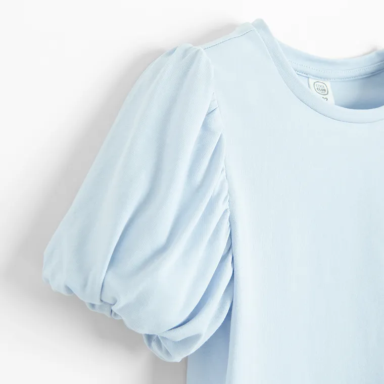 Cool Club, Set pentru fete, Bluza cu maneca scurta, Pantaloni din textil, wide, albastru