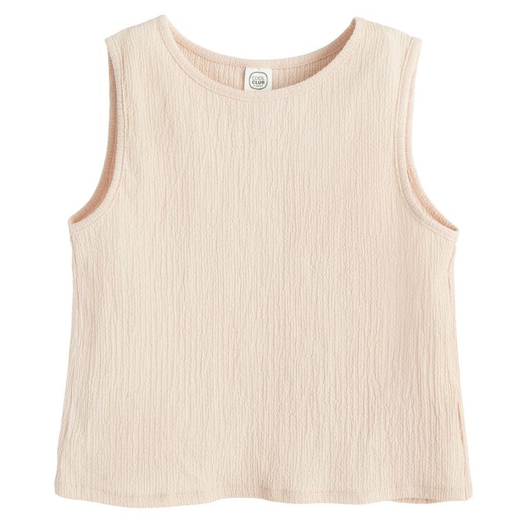 Cool Club, Set pentru fete, Bluza fara maneci, Pantaloni din textil, bej