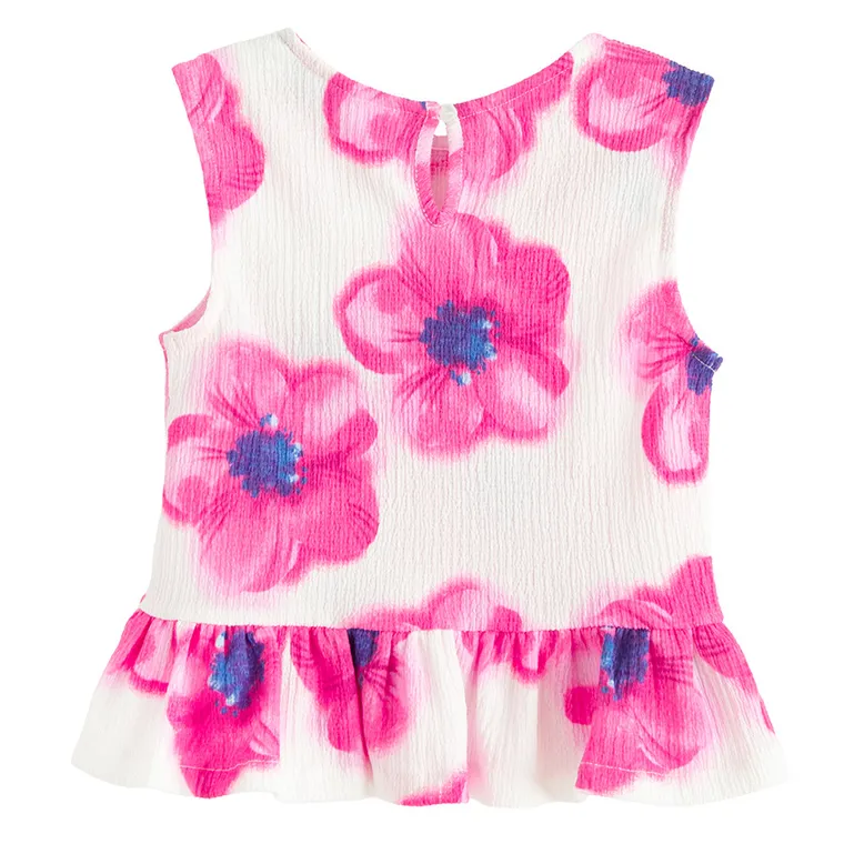 Cool Club, Set pentru fete, Bluza fara maneci, Pantaloni din textil, wide, alb