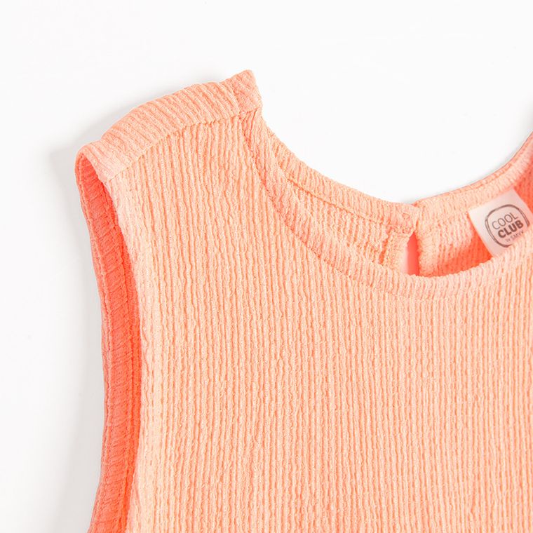 Cool Club, Set pentru fete, Bluza fara maneci, Pantaloni din textil, wide, portocaliu
