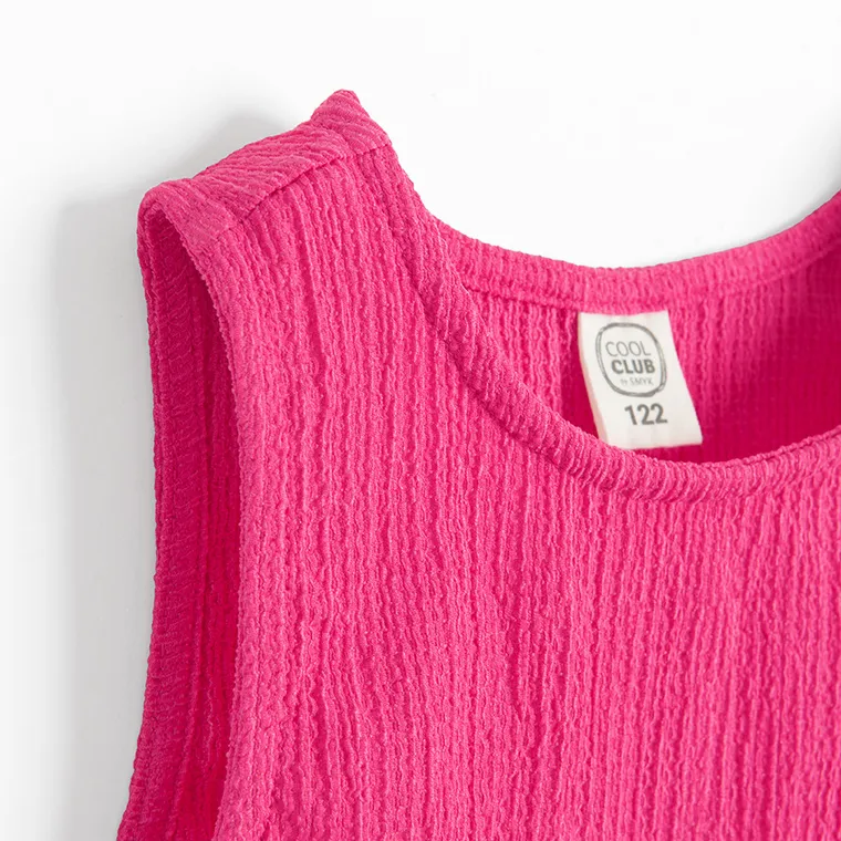 Cool Club, Set pentru fete, Bluza fara maneci, Pantaloni din textil, wide, roz