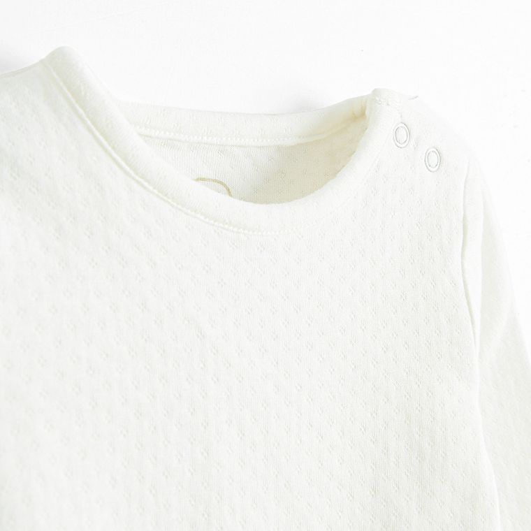 Cool Club, Set pentru fete, Body cu maneca lunga, Salopeta cu botosei, alb