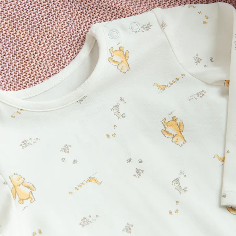 Cool Club, Set pentru fete, Body cu maneca lunga, Salopeta fara botosei, mix, imprimeu Winnie the Pooh