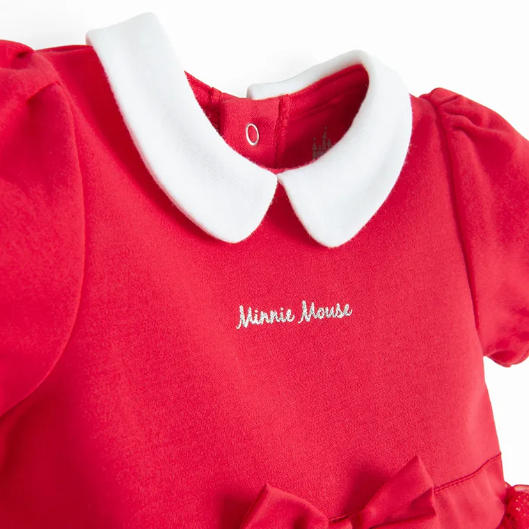 Cool Club, Set pentru fete, Body-rochie cu maneca scurta, Bentita, rosu, imprimeu Minnie Mouse