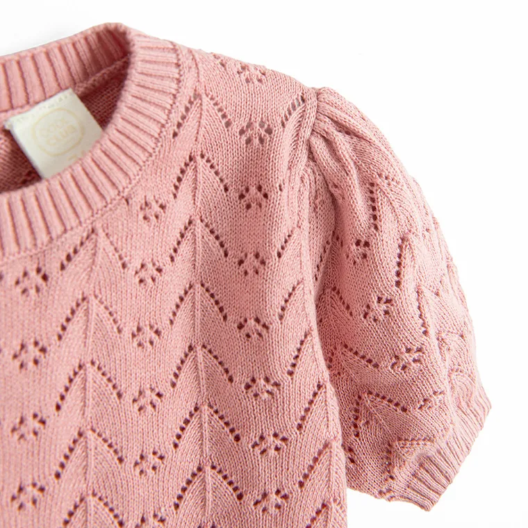 Cool Club, Set pentru fete, din tricot, Bluza cu maneca lunga, Pantaloni, roz