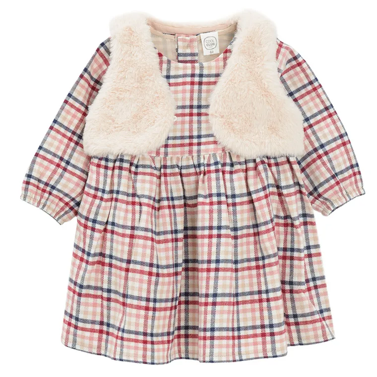 Cool Club, Set pentru fete, Rochie cu maneca lunga pentru fete, Vesta, Dresuri, mix