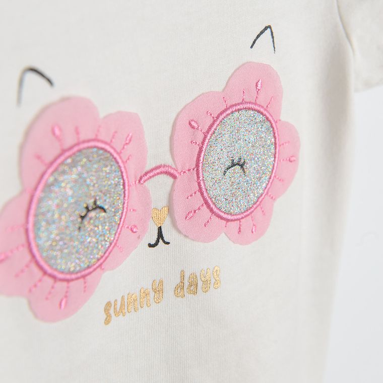 Cool Club, Set pentru fete, Tricou, Pantaloni scurti, alb-galben