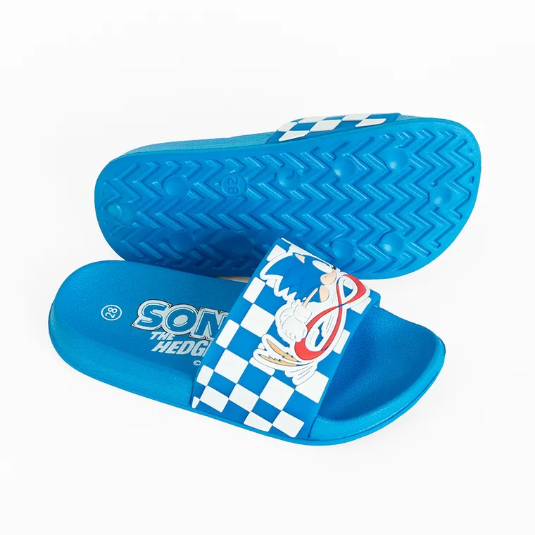 Cool Club, Slapi pentru baieti, albastru, imprimeu Sonic the Hedgehog