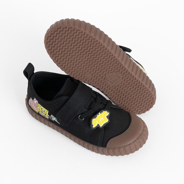 Cool Club, Tenisi pentru baieti, negru, talpa Barefoot, imprimeu SpongeBob