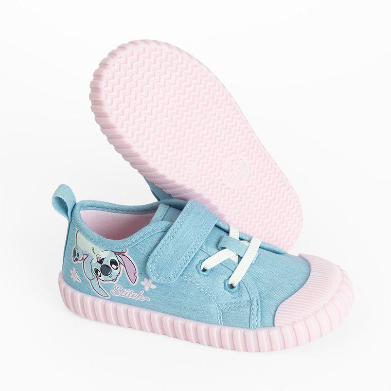 Cool Club, Tenisi pentru fete, albastru, talpa Barefoot, imprimeu Lilo si Stitch