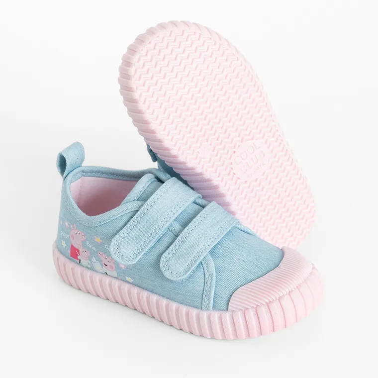 Cool Club, Tenisi pentru fete, albastru, talpa Barefoot, imprimeu Peppa Pig