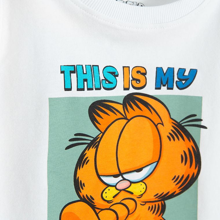 Cool Club, Tricou fara maneci pentru baieti, alb, imprimeu Garfield