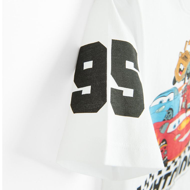 Cool Club, Tricou pentru baieti, alb, imprimeu Cars