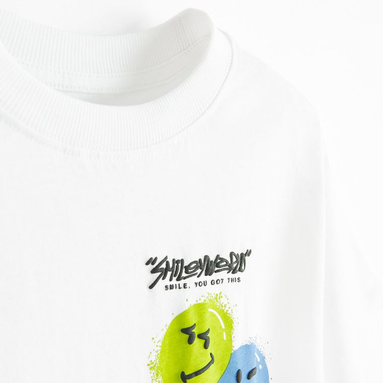 Cool Club, Tricou pentru baieti, alb, imprimeu SmileWorld