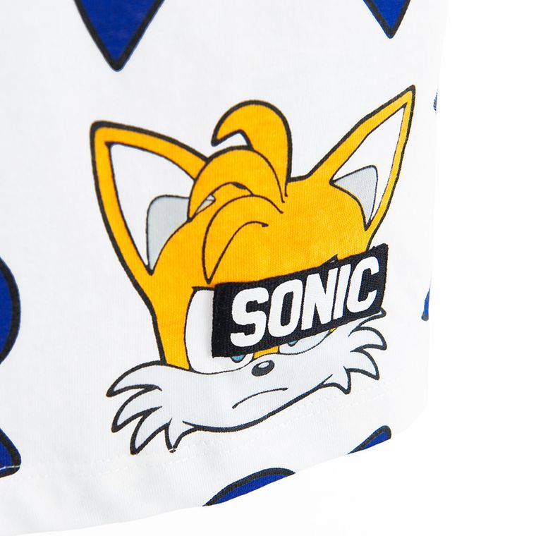 Cool Club, Tricou pentru baieti, alb, imprimeu Sonic the Hedgehog