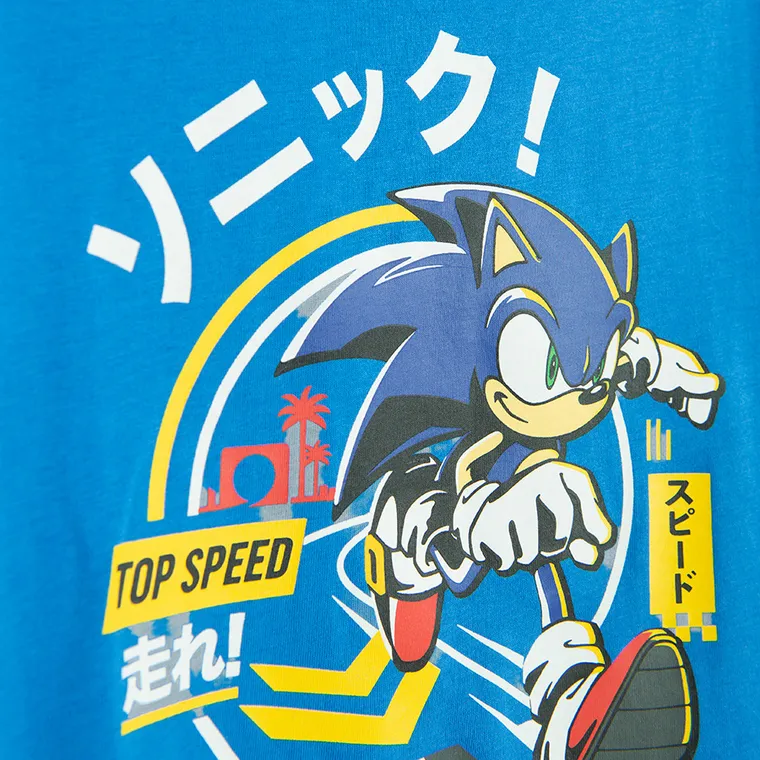 Cool Club, Tricou pentru baieti, albastru, imprimeu Sonic the Hedgehog