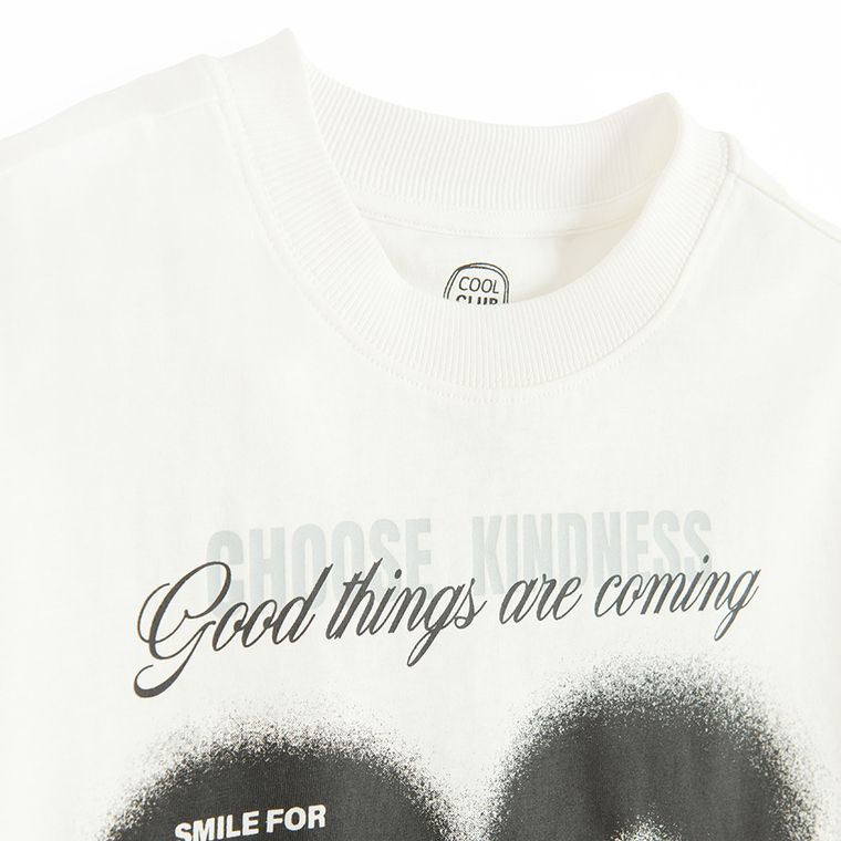 Cool Club, Tricou pentru baieti, boxy oversize, alb