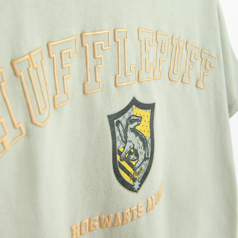 Cool Club, Tricou pentru fete, crop top, kaki, imprimeu Harry Potter