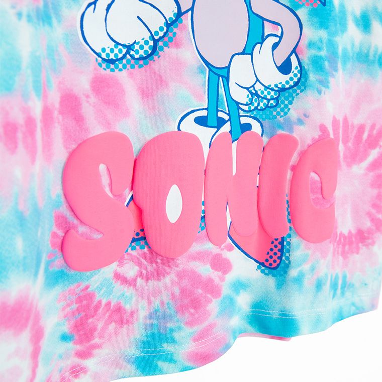 Cool Club, Tricou pentru fete, crop top, roz, imprimeu Sonic the Hedgehog