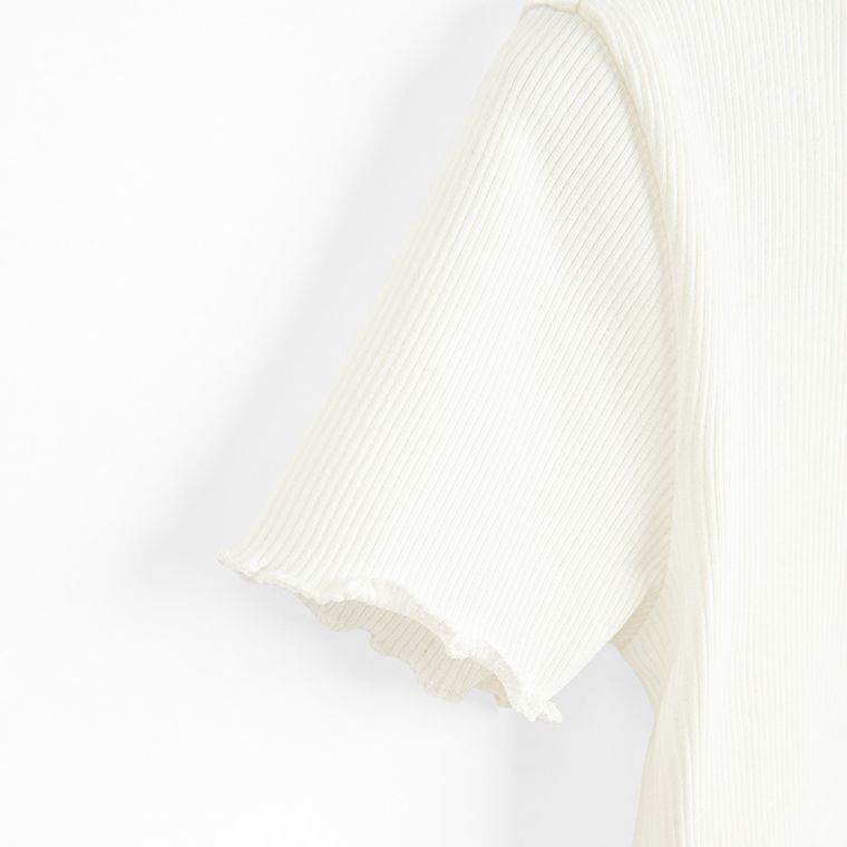 Cool Club, Tricou pentru fete, din tricot striat, alb