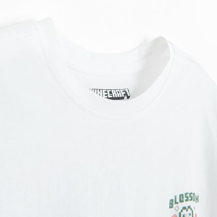 Cool Club, Tricou pentru fete, oversize, alb, imprimeu Minecraft