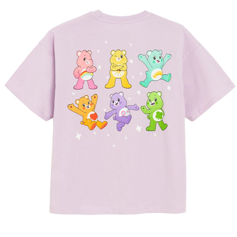 Cool Club, Tricou pentru fete, oversize, violet, imprimeu Care Bears