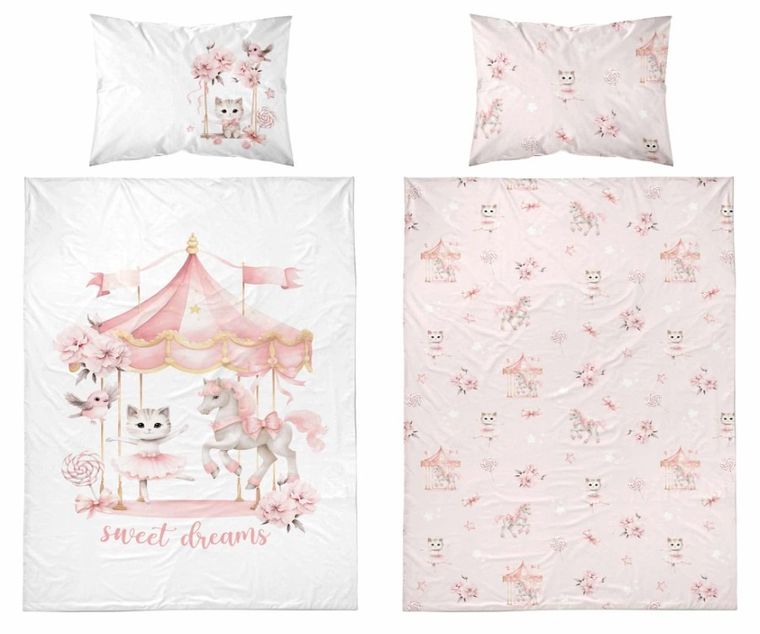 Detexpol, Carusel, set lenjerie de pat single, din bumbac, 90-120 cm