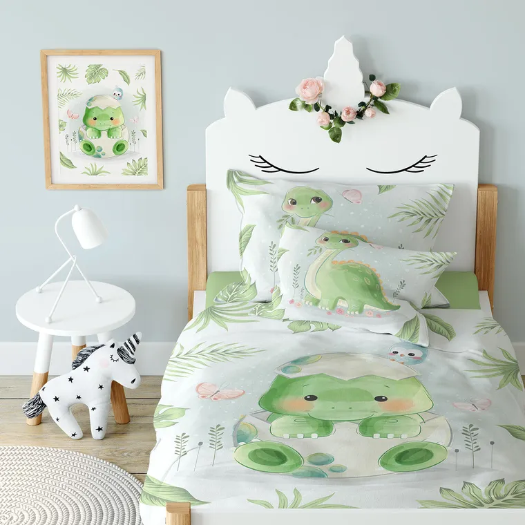 Dino, set lenjerie de pat single, 100-135 cm