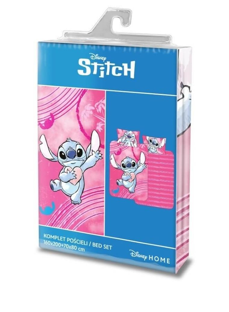 Disney, Stitch Aloha, set lenjerie de pat single, din bumbac, 160-200 cm