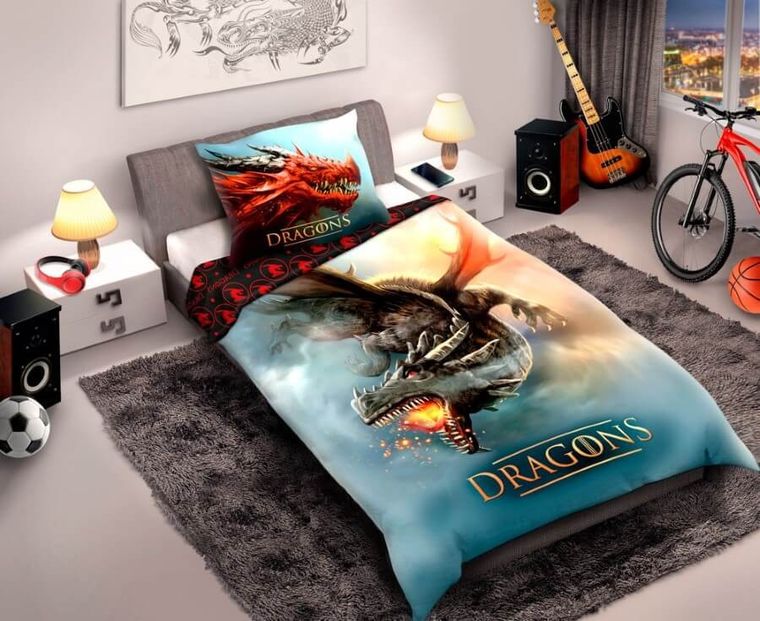 Dragons, set lenjerie de pat single, 160-200 cm