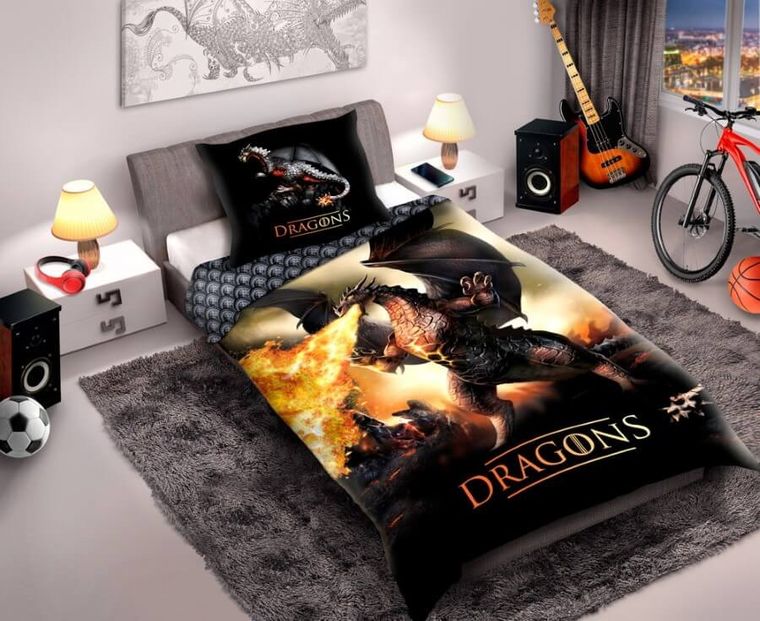 Dragons, set lenjerie de pat single, 160-200 cm