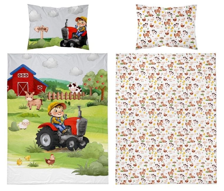 Ferma, set lenjerie de pat single, din bambus, rosu, 90-120 cm