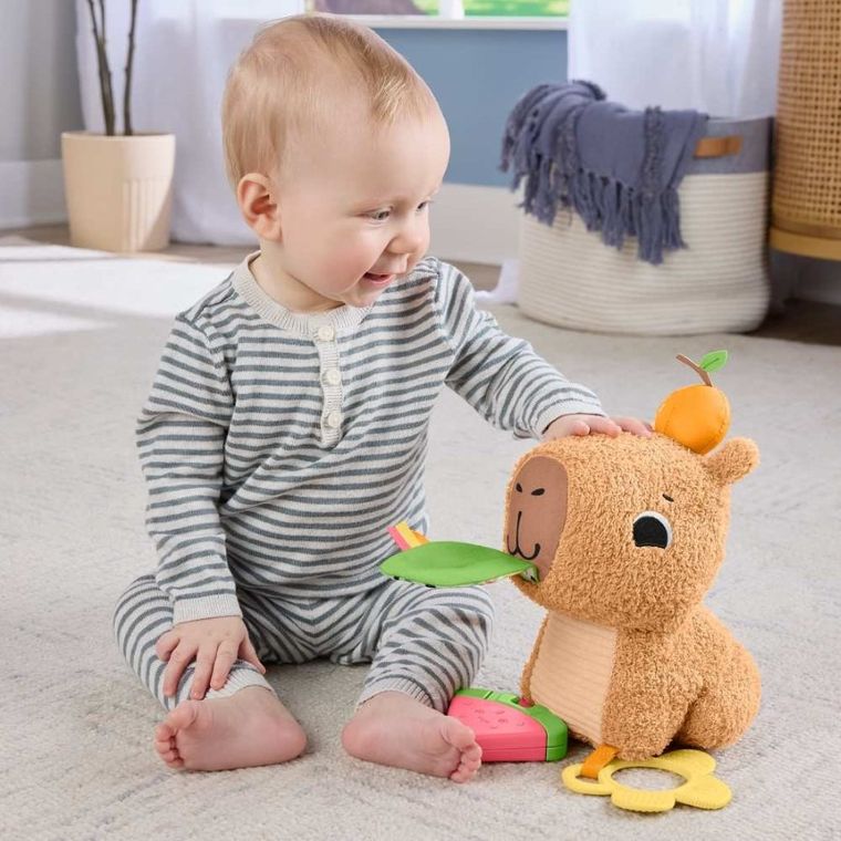 Fisher-Price, Animalut de plus senzorial Capibara, jucarie pentru bebelusi