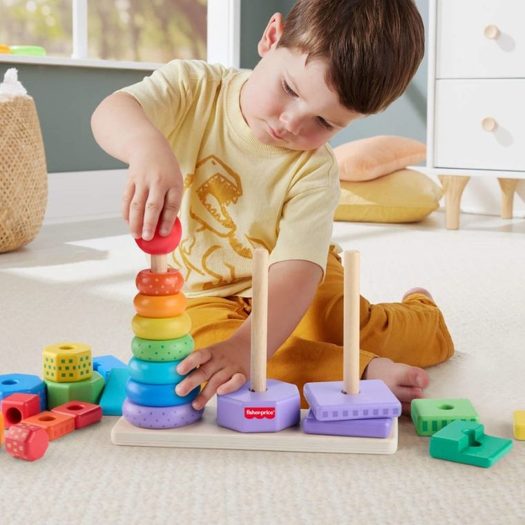 Fisher-Price, Stacking Shape Sorter, jucarie din lemn pentru bebelusi