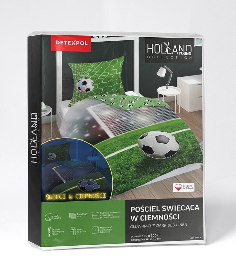 Football, Fluo, set lenjerie de pat, single, 140-200 cm