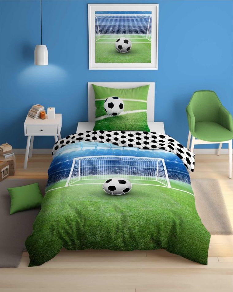 Fotball, set lenjerie de pat single, fluo, 160-200 cm