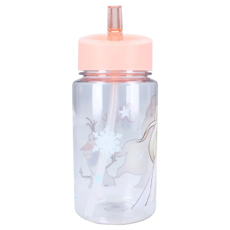 Frozen 2, Drink Up, sticla da apa cu pai, roz, 450 ml