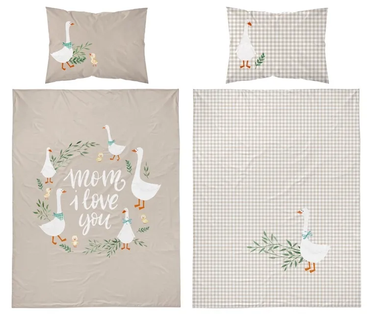 Gaste, set lenjerie de pat single, din bambus, bej, 90-120 cm