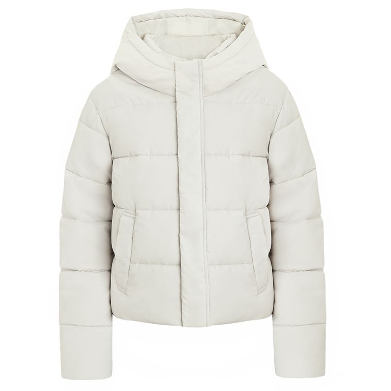 Geaca gri calduroasa cu gluga cropped NOWEAR