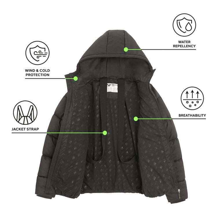 Geaca neagra calduroasa cu gluga NOWEAR