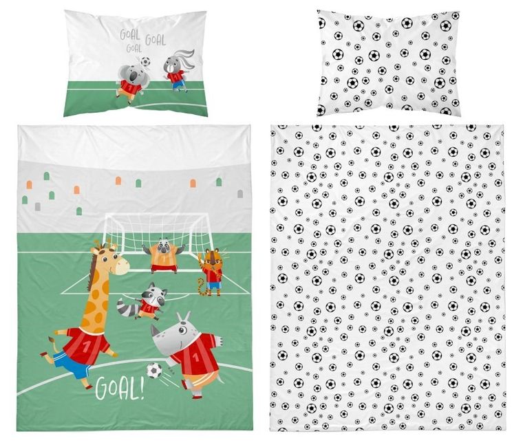 Goal!, set lenjerie de pat single, din bambus, rosu, 90-120 cm