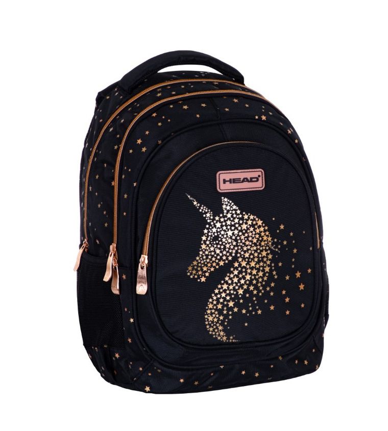 Head, Golden Effect, rucsac pentru scoala, cu 3 compartimente, Classy Gold