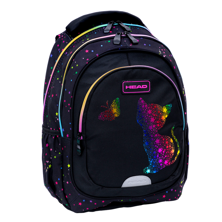 Head, Golden Effect, rucsac pentru scoala, cu 3 compartimente, Rainbow Kitty