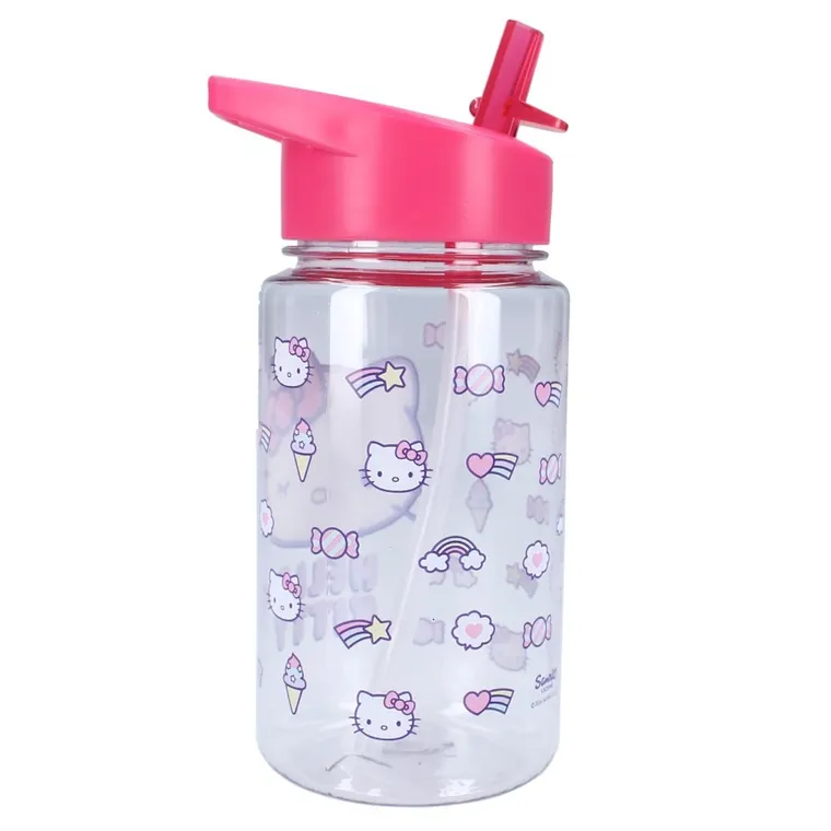 Hello Kitty, Drink Up, sticla da apa cu pai, roz, 450 ml