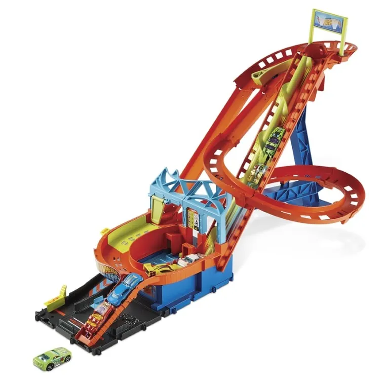 Hot Wheels City, Roller Coaster Rally, set de joaca cu 5 masini