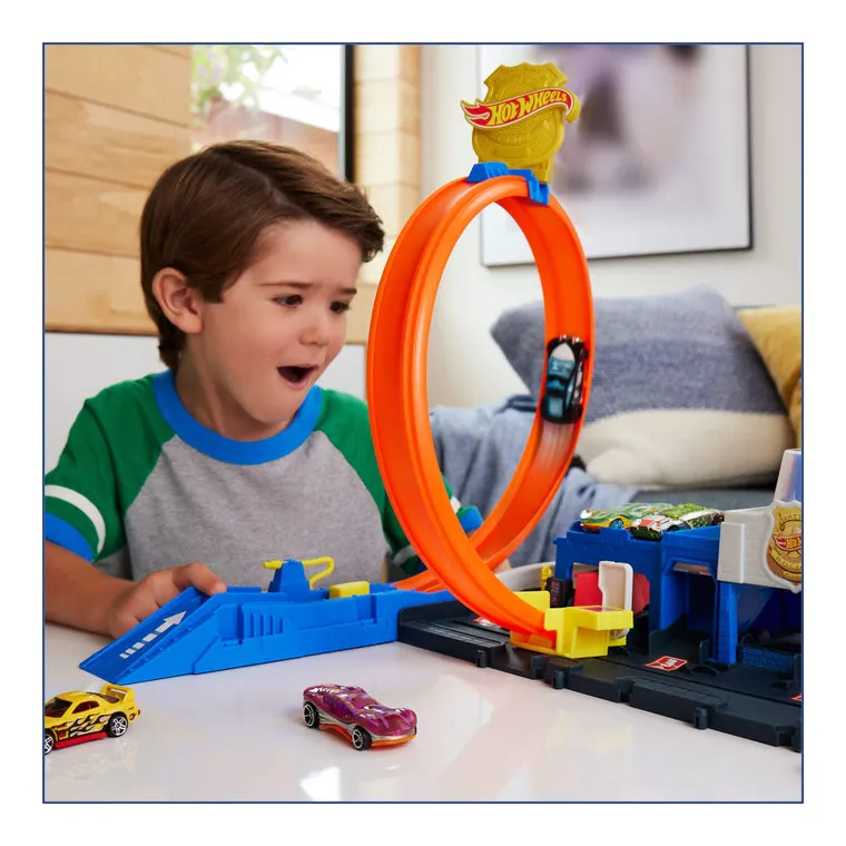 Hot Wheels City, Super Police Station, set de joaca cu masina