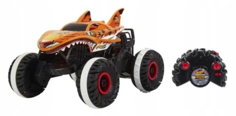 Hot Wheels, Monster Trucks Tiger Shark, masina cu telecomanda, scara 1:24