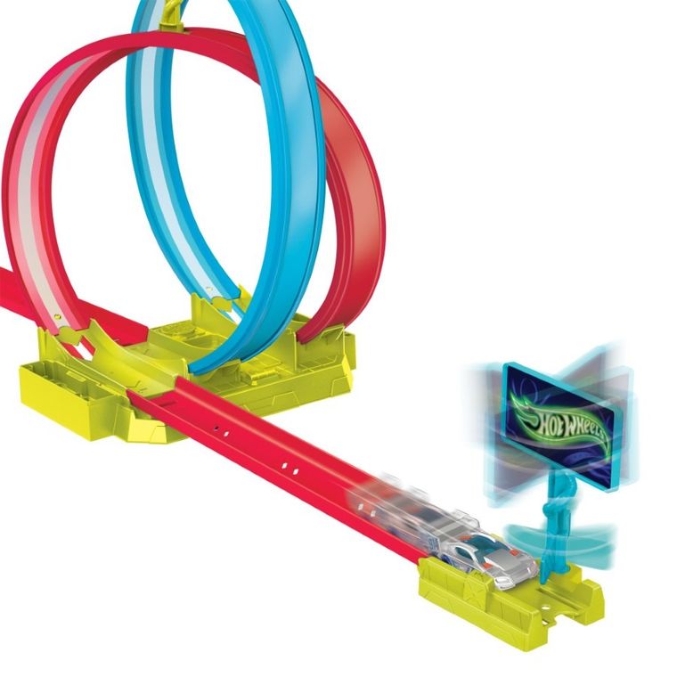Hot Wheels, Neon Speeders, Laser Stunt Slamway, set de joaca cu masina