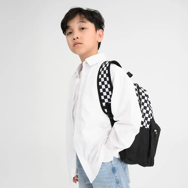 Kayokki, ghiozdan, 1 compartiment, carouri, alb-negru